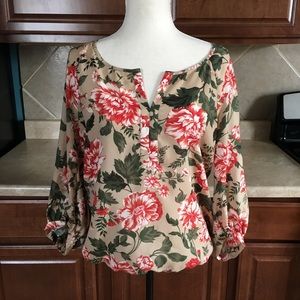 Loft floral peasant top 3/4 sleeve Size small